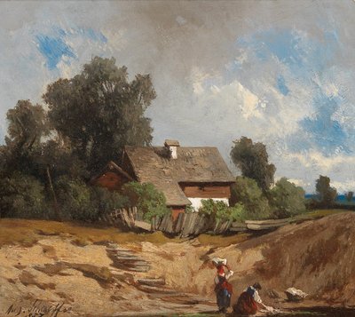 Lavanderas junto al río de August Schaeffer von Wienwald